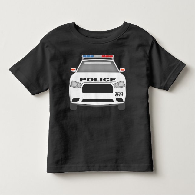 Camiseta Infantil Carro da Polícia 911Meninos e Meninas (Frente)