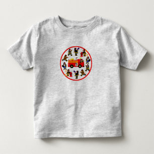 Camiseta Infantil Carro de bombeiros com sapadores-bombeiros