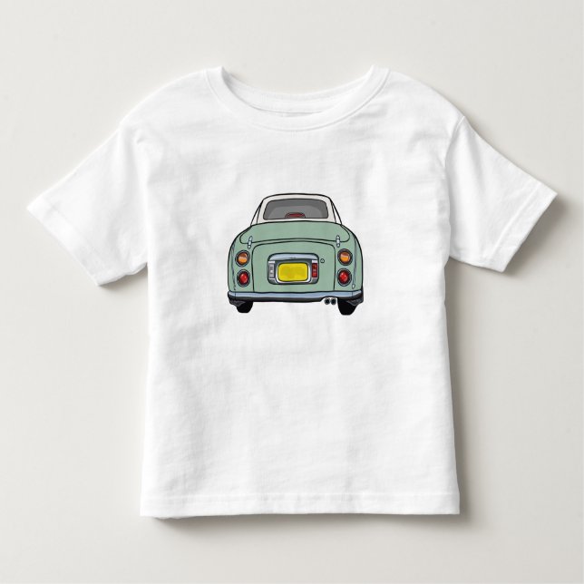 Camiseta Infantil Carro de Cartoon Verde-Esmeralda em Figuras (Frente)