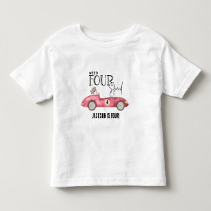 Camiseta Infantil Carro de corrida vermelho Precisa QUATRO Velocidad