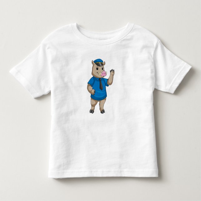 Camiseta Infantil Carro de polícia com chapéu de polícia (Frente)