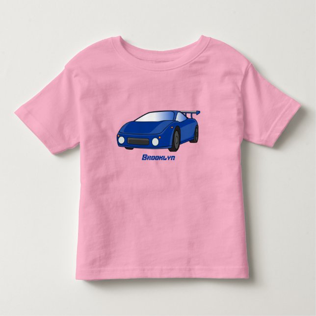 Camiseta Infantil Carro desportivo azul com ilustração de airfoil (Frente)