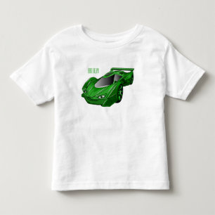 Camiseta Infantil Carro desportivo verde com ilustração aerofoil