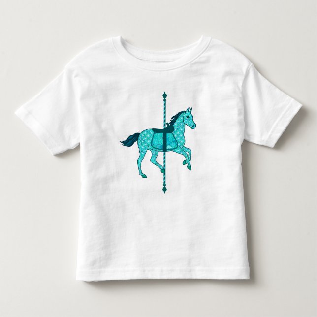 Camiseta Infantil Carrossel Horse - Turquesa e Aqua (Frente)