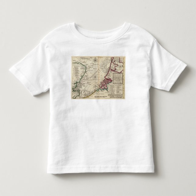 Camiseta Infantil Carta da parte da costa de Inglaterra (Frente)