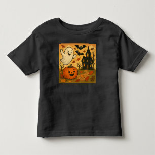 Camiseta Infantil Cartografia de abóbora-fantasma do Dia das Bruxas