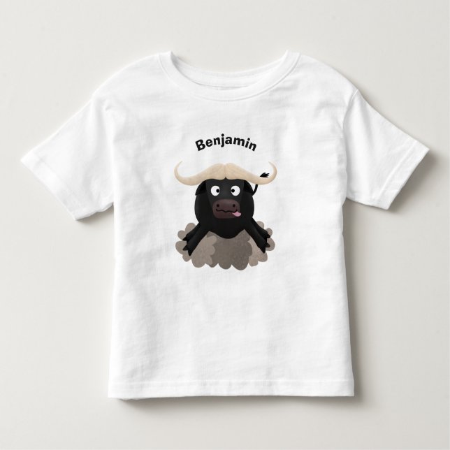 Camiseta Infantil Cartografia de búfalo com água corrente (Frente)