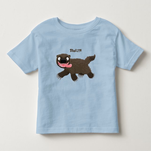 Camiseta Infantil Cartografia de lobo faminta e engraçada (Frente)