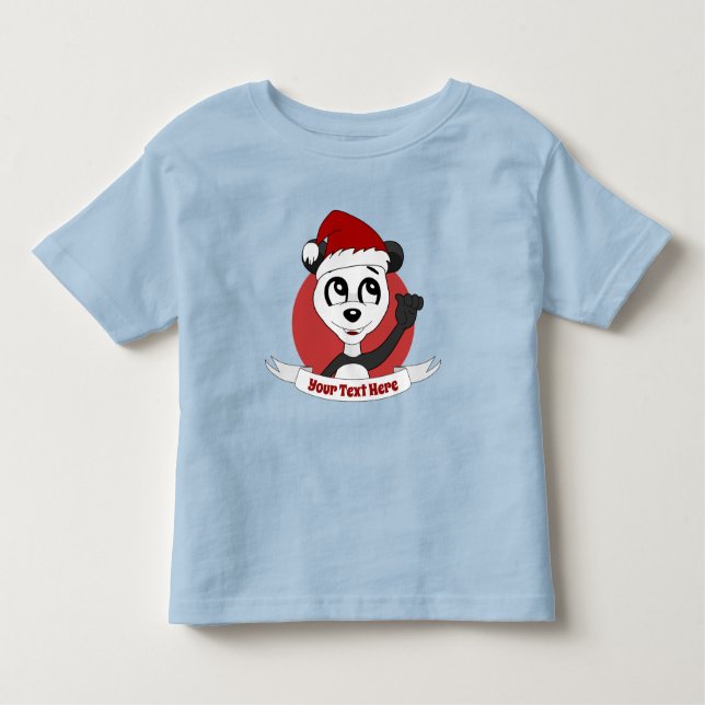 Camiseta Infantil Cartografia de Natal com ursinho panda bonitinho (Frente)