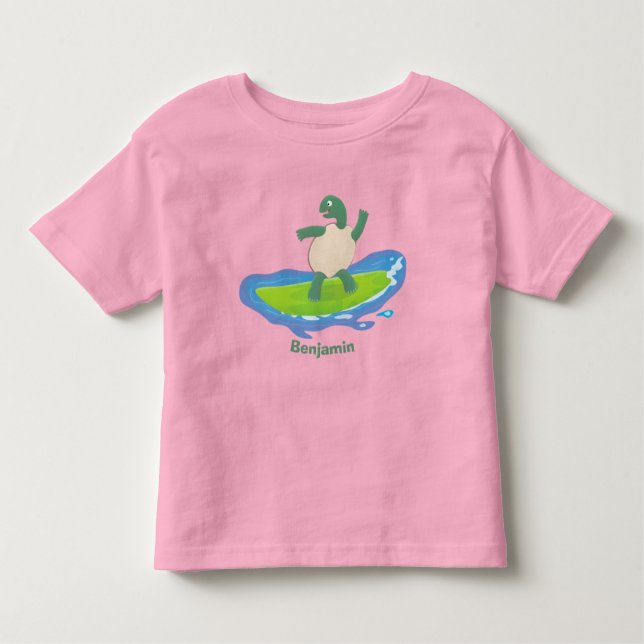 Camiseta Infantil Cartografia de surf de tartaruga engraçada (Frente)