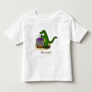 Camiseta Infantil Cartografia engraçada do cozinhar de jacaré verde