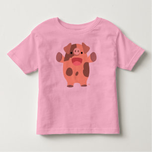 Camiseta Infantil Cartoon Amigável Porco para crianças T-shirt