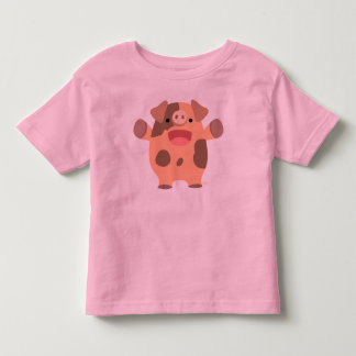 Camiseta Infantil Cartoon Amigável Porco para crianças T-shirt