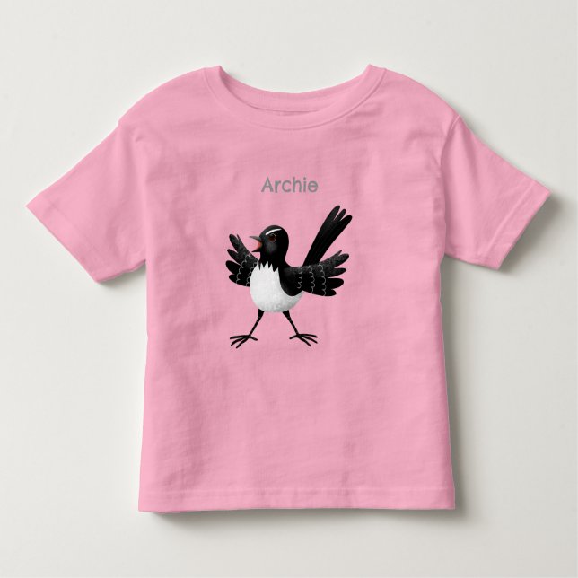 Camiseta Infantil Cartoon australiano Willie Wagtail personalizado (Frente)