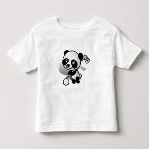 Camiseta Infantil Cartoon Baby Panda Bear Golfing sobre o Verde
