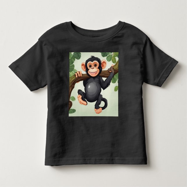 Camiseta Infantil Cartoon Chimpanzé Engraçado e Bonito (Frente)