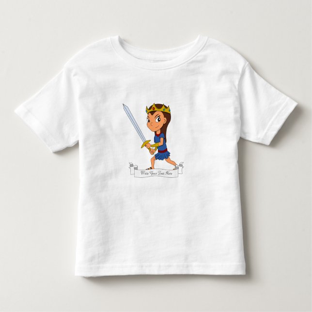 Camiseta Infantil Cartoon da princesa guerreira personalizada (Frente)