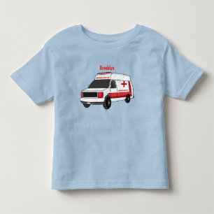 Camiseta Infantil Cartoon de ambulância vermelha