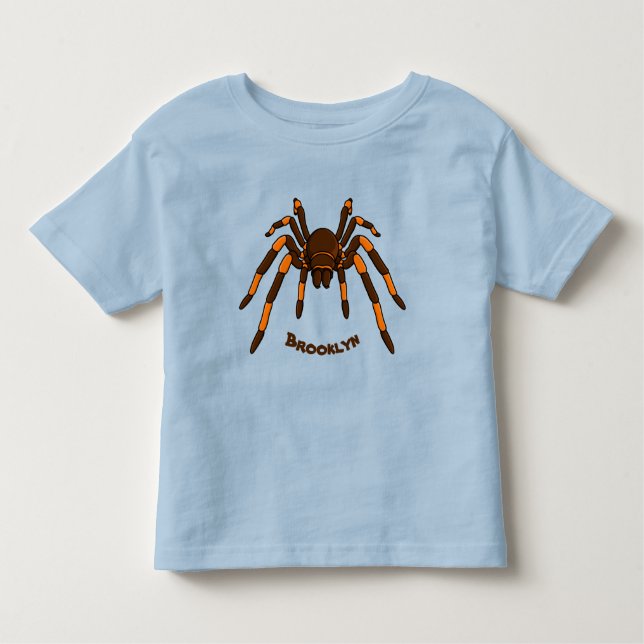 Camiseta Infantil Cartoon de aranha-do-marrom e-laranja-acastanhado (Frente)