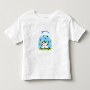 Camiseta Infantil Cartoon de carneiros e borboletas bonitos