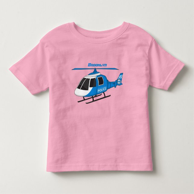 Camiseta Infantil Cartoon de helicóptero do Departamento de Polícia (Frente)