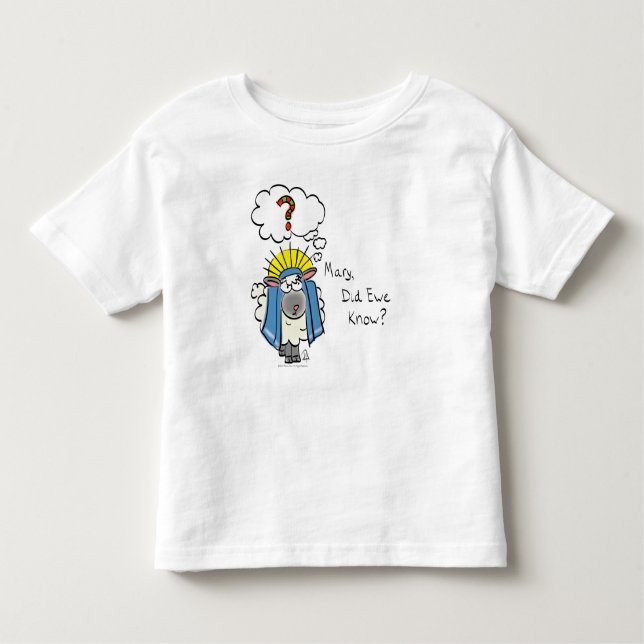 Camiseta Infantil Cartoon de Ovelha Engraçado de Natal Cristão (Frente)