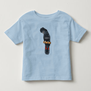Camiseta Infantil Cartoon de pássaro preto de cauda vermelha
