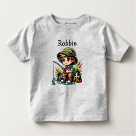 Camiseta Infantil Cartoon de Pesca de Menino Personalizado