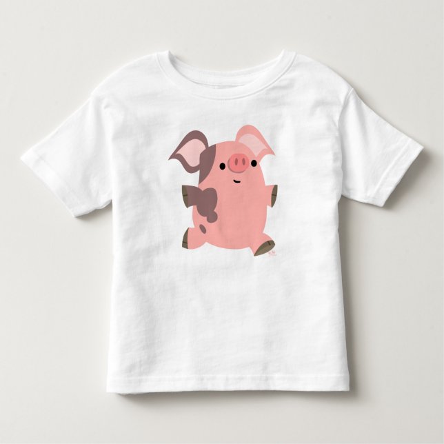 Camiseta Infantil Cartoon desportivo Porco para crianças T-shirt (Frente)