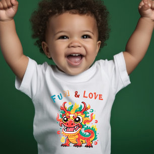 Camiseta Infantil Cartoon Dragão Ano Novo Chinês Fu Presente para Cr