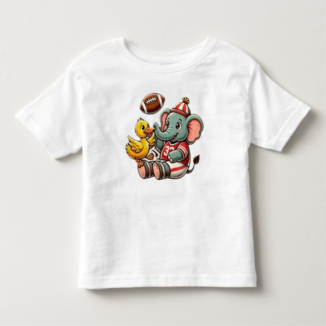 Camiseta Infantil Cartoon Elefante e Pato (Frente)