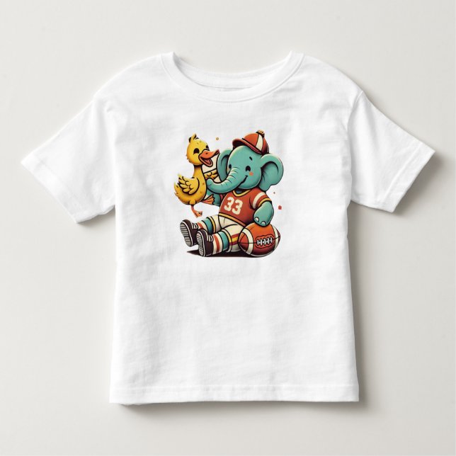Camiseta Infantil Cartoon Elefante e Pato (Frente)