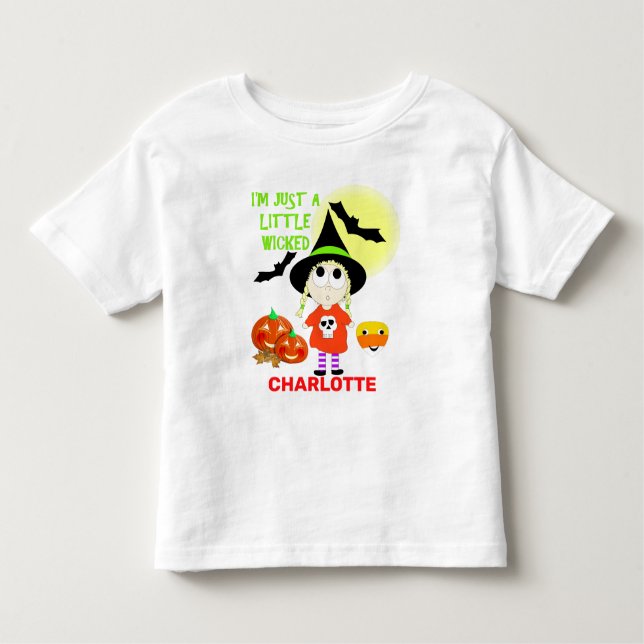 Camiseta Infantil Cartoon Engraçado Bruxa Maldita Halloween (Frente)