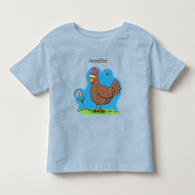 Camiseta Infantil Cartoon galinha rústico (Frente)