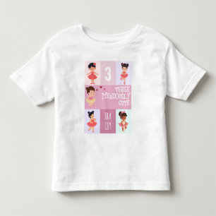 Camiseta Infantil Cartoon Pop Rosa Bailarina Pastel 3º Aniversário