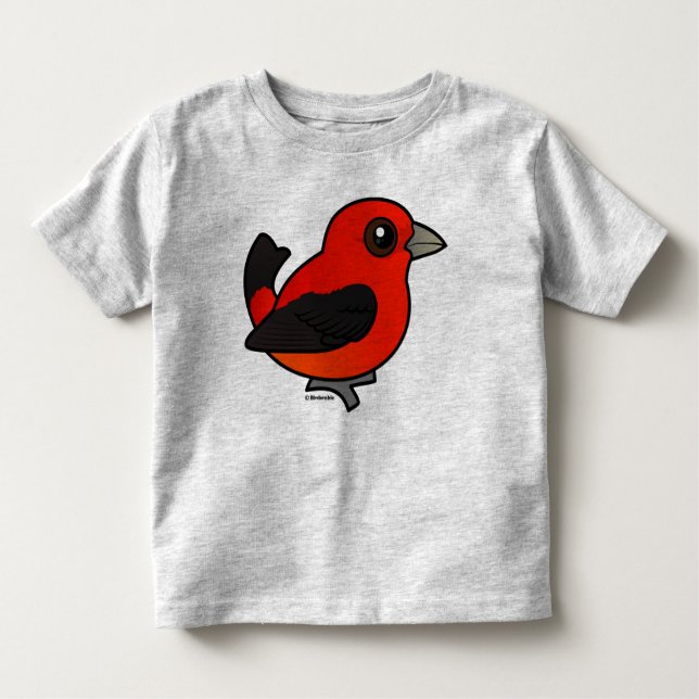 Camiseta Infantil Cartoon Scarlet Tanager (Frente)