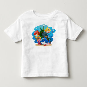 Camiseta Infantil Cartoon Submarino de Muitos Tubarões - 23986
