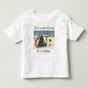 Camiseta Infantil Casa para a cena do vintage dos feriados
