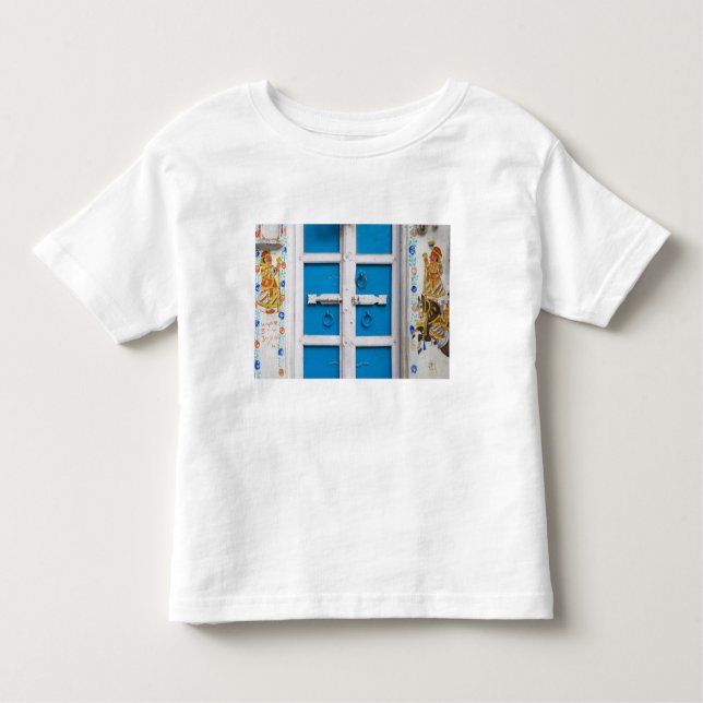 Camiseta Infantil Casa pintada de azul, Udaipur, Rajasthan, Índia (Frente)