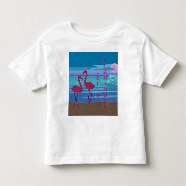 Camiseta Infantil Casal Flamingo rosa no Sunset Toddler T-Shirt (Frente)