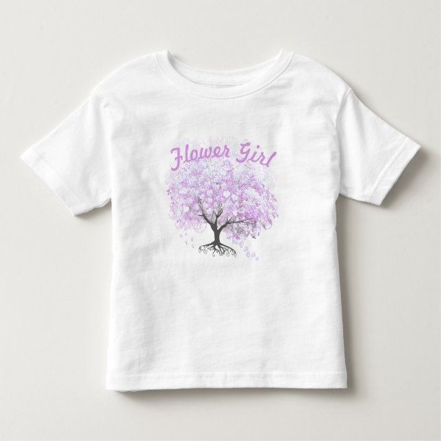 Camiseta Infantil Casamento com aves da Lavanda de folha de coração (Frente)
