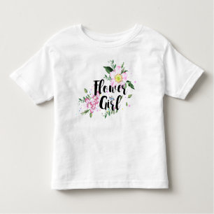 Camiseta Infantil Casamento de Aquarela Floral Rosa Rosa