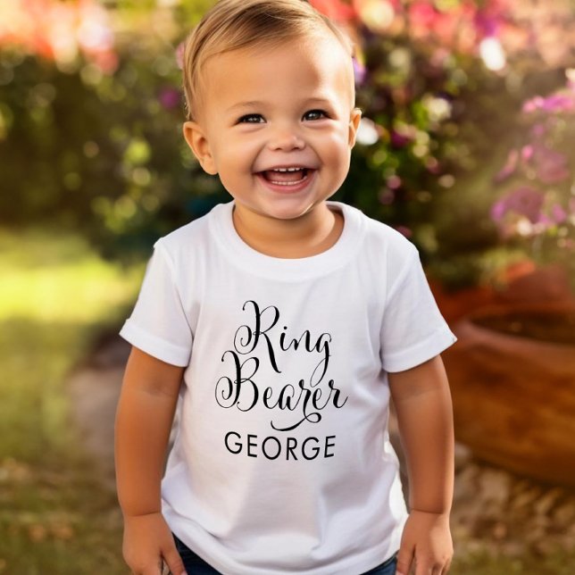 Camiseta Infantil Casamento Personalizado do Script Preto do Anel (Criador carregado)