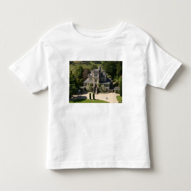 Camiseta Infantil Castelo de Larnach, Dunedin, Nova Zelândia - aérea (Frente)