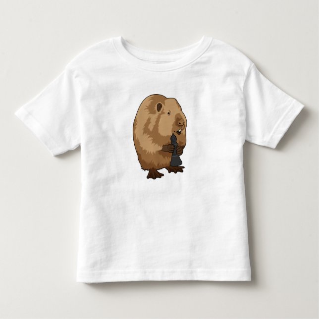 Camiseta Infantil castor no xadrez com bispo de xadrez (Frente)