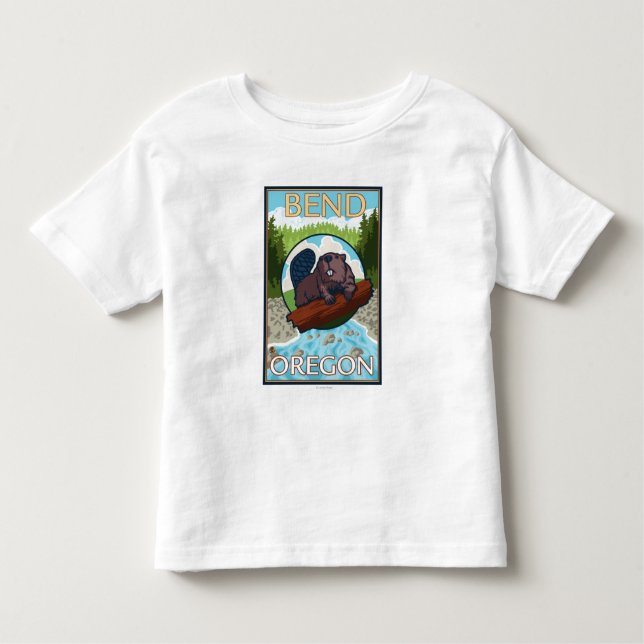 Camiseta Infantil Castor & rio - curvatura, Oregon (Frente)