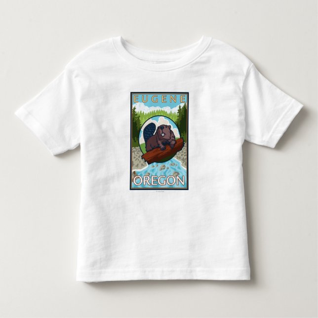 Camiseta Infantil Castor & rio - Eugene, Oregon (Frente)