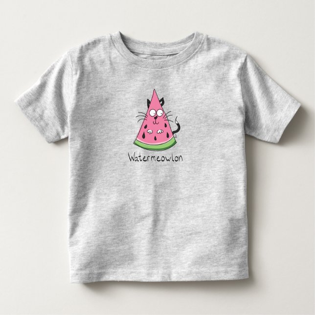 Camiseta Infantil Cat Watermelon Engraçado Cartoon (Frente)
