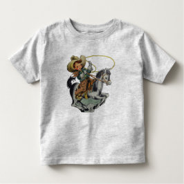 Camiseta Infantil Caubói Ocidental Vintage Criança no Cavalo com Cor