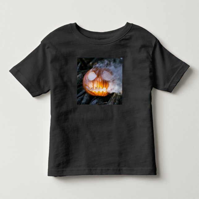 Camiseta Infantil Cavaleiro sem Cabeça Jack-o-Lanterna Cabeça uma Ch (Frente)